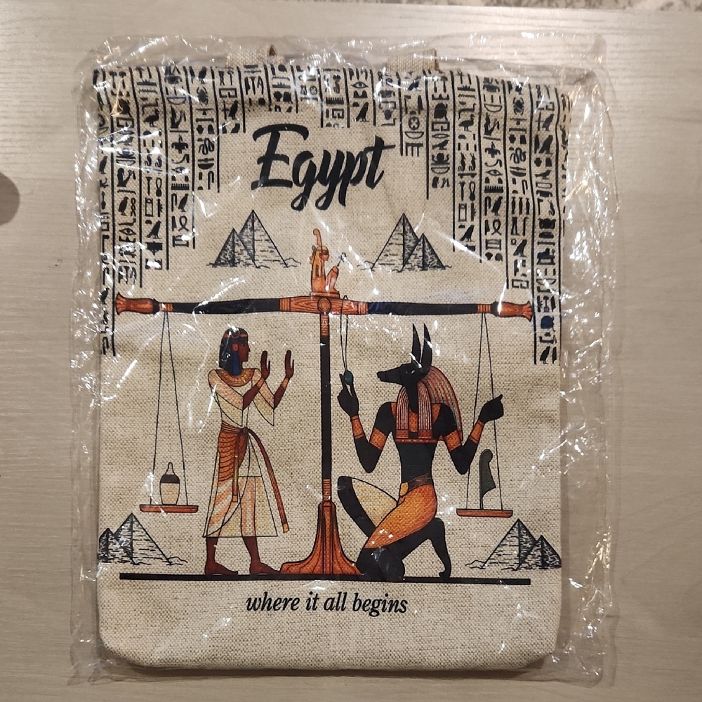 Egyptian Themed Canvas Tote Bag